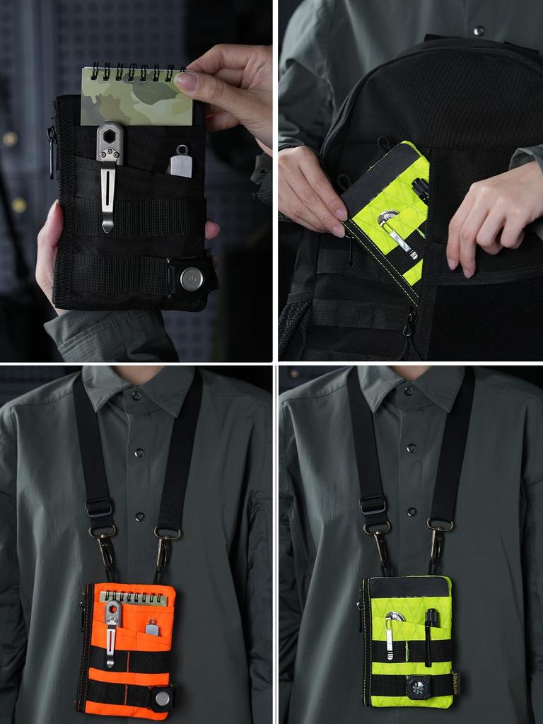 VIPERADE VE18N EDC Pocket EDC Organizer Pouch for 4 EDC Slots and 2 Zippered Pocket Slim EDC Wallet EDC Pocket Organizer Pouch for Everyday Carry