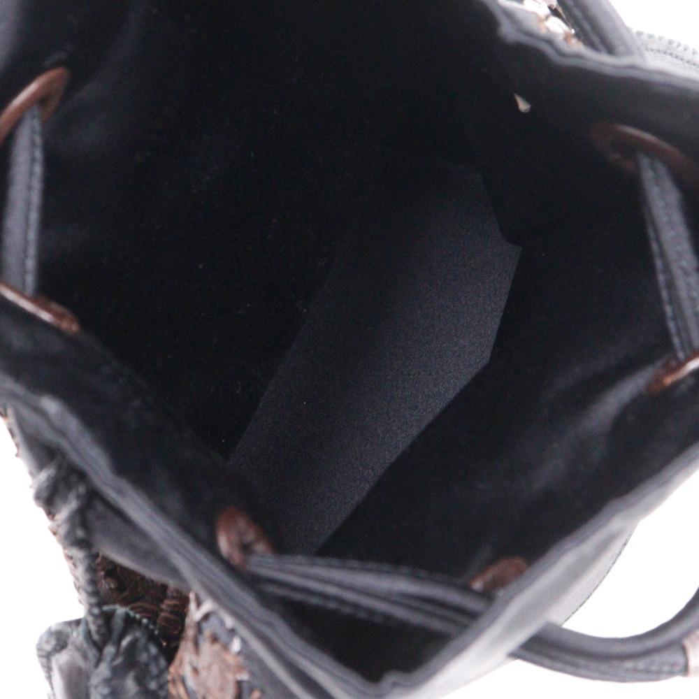 BOTTEGAVENETA Geldbörse Handtasche Perforiertes Leder Fransen Schwarz / Braun Satin/Leder Damen Gebraucht