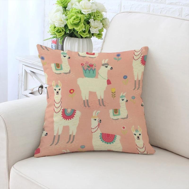 Cute Cartoon Alpaca Pillowcase Car Ornaments Office Living Room Sofa Home Pillowcase