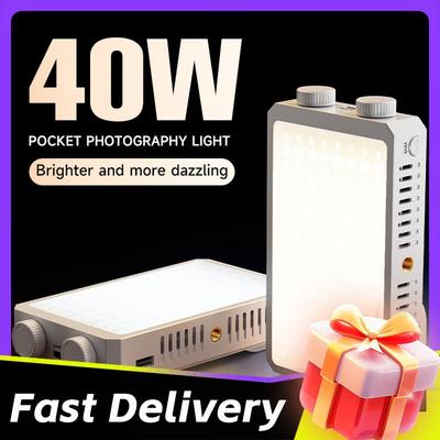 40W LED Camera Light 2800K-9000K Handheld Fill Light 4400mAh Rechargeable Photography Lighting Portable Light Panel Video Lamp