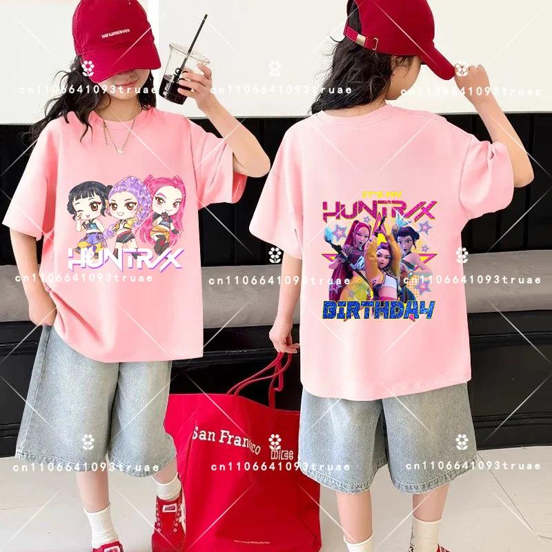 Kids Kpop Demon Hunters Children's T Shirt Short Sleeve T-shirt Cute Kpop Demon Hunters Tiger Harajuku Tshirt for Boys Girls