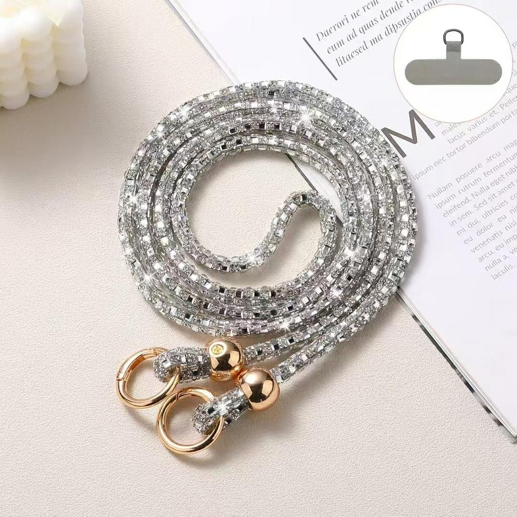 Kryształowy koralikowy smycz na telefon Pasek crossbody z zaczepem do urządzeń mobilnych