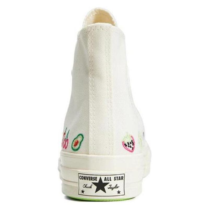 Converse Chuck 70 Fruit Geborduurd Banaan Kant Gesp Hoge Top Canvas Unisex Wit
