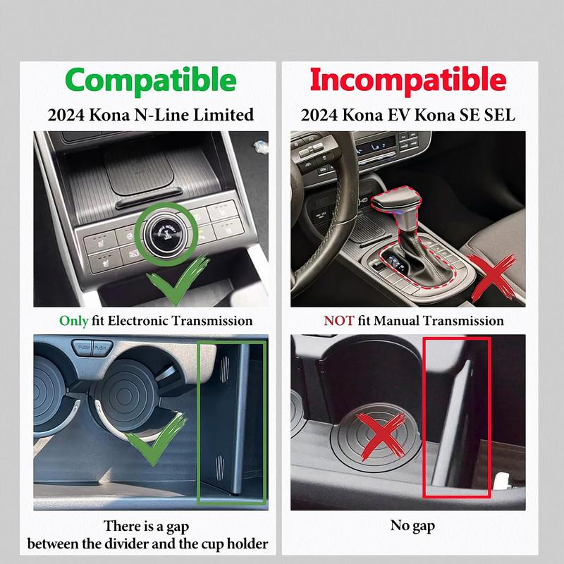 For Kona Hybrid Phev SX2 2024 2025 Center Console Organizer Tray Armrest Storage Box Layered Storage Box Tidying Car Accessories