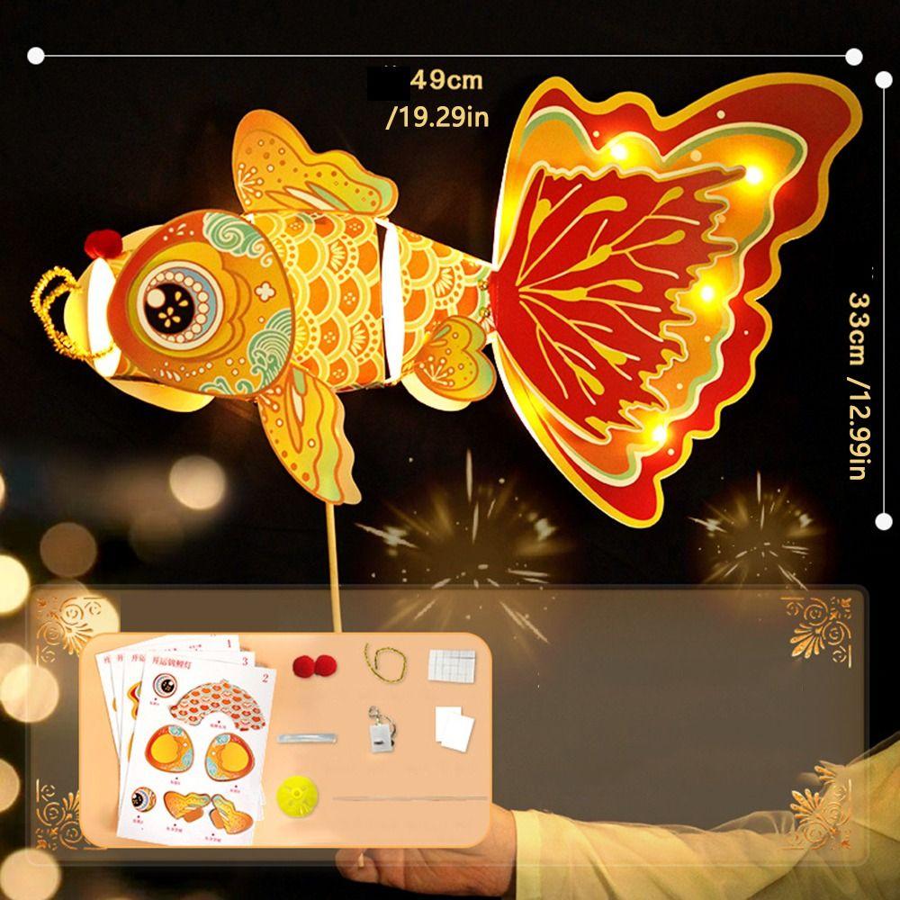 Handmade Mid-Autumn Festival  Lantern  DIY Glowing Carp Fish  Lantern Goldfish Lantern  Props