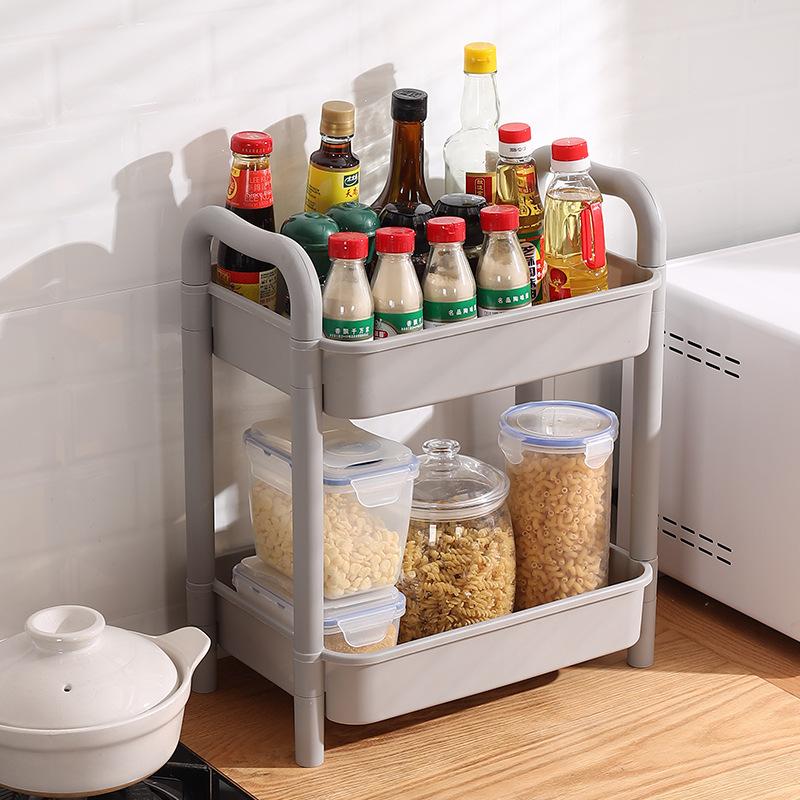 Chariot utilitaire roulant en plastique à 3 niveaux Chariot de rangement multifonctionnel pour chambre à coucher cuisine Organisateur de rangement mobile avec roues