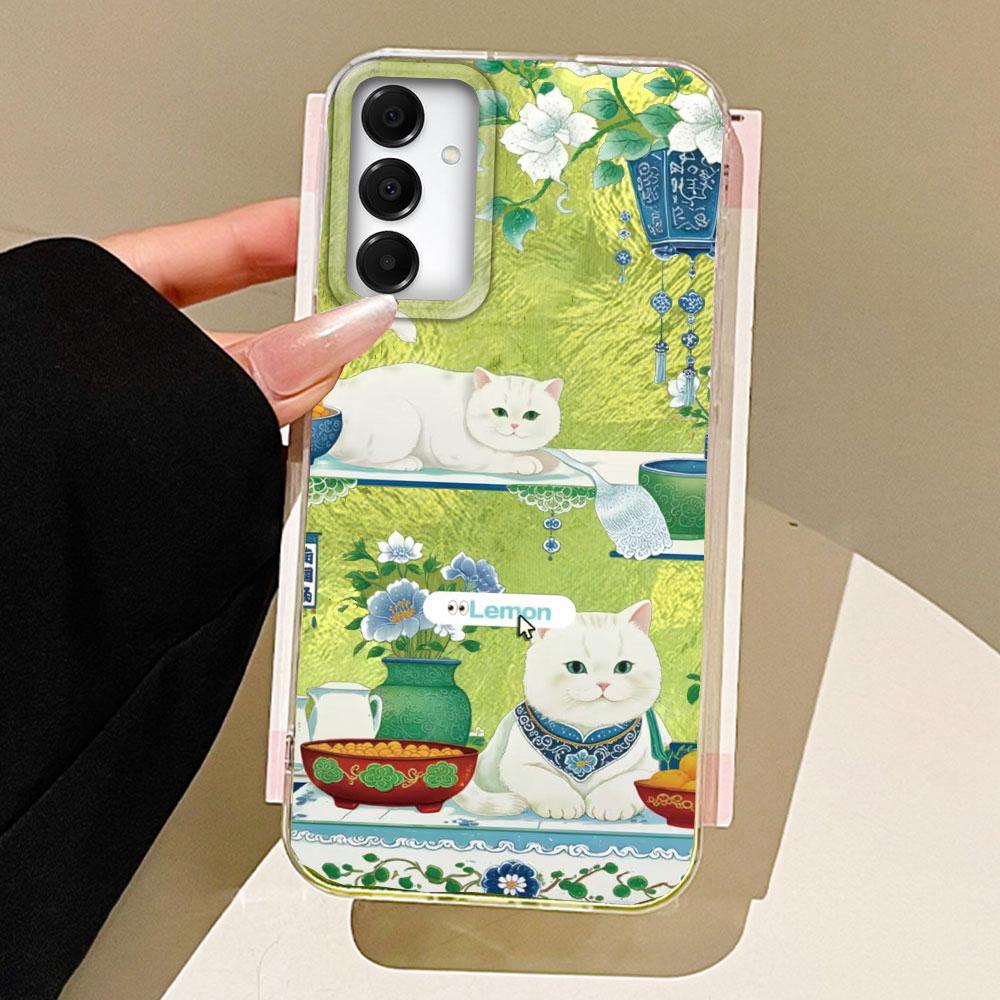 Lucky Cat Vortex Texture Women Phone Case for Samsung Galaxy A55 A56 A36 A26 A16 A53 A06 A14 A24 A34 A54 A15 A25 A35 A12 Cover