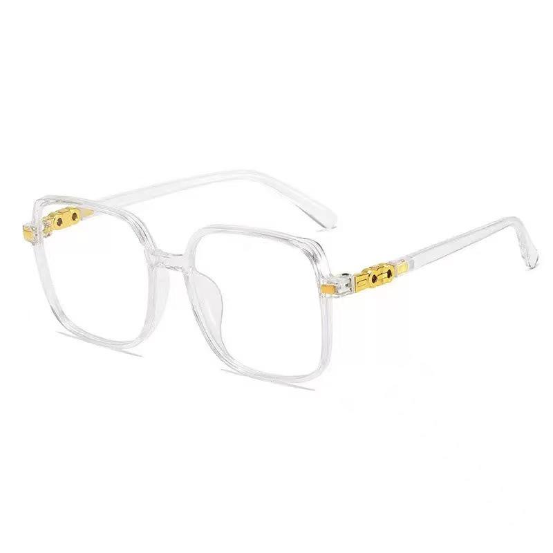 2055 Women's Ultra-Light Color-Changing Transparent Glasses, Trendy Large Slim Frame in Cold Tea Color