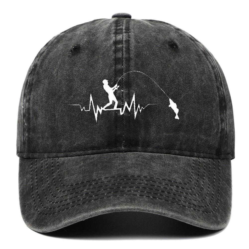 

Fishing Pattern Design Peaked Cap Visor Sunscreen Hats Embroidery Baseball Cap For Man Women чёрный