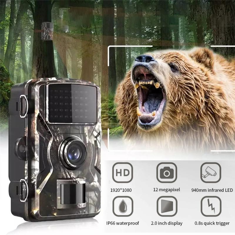Mini Trail Camera 12MP 1080P Wildlife Scouting Camera Night Vision IP66 Waterproof Monitoring Tracking