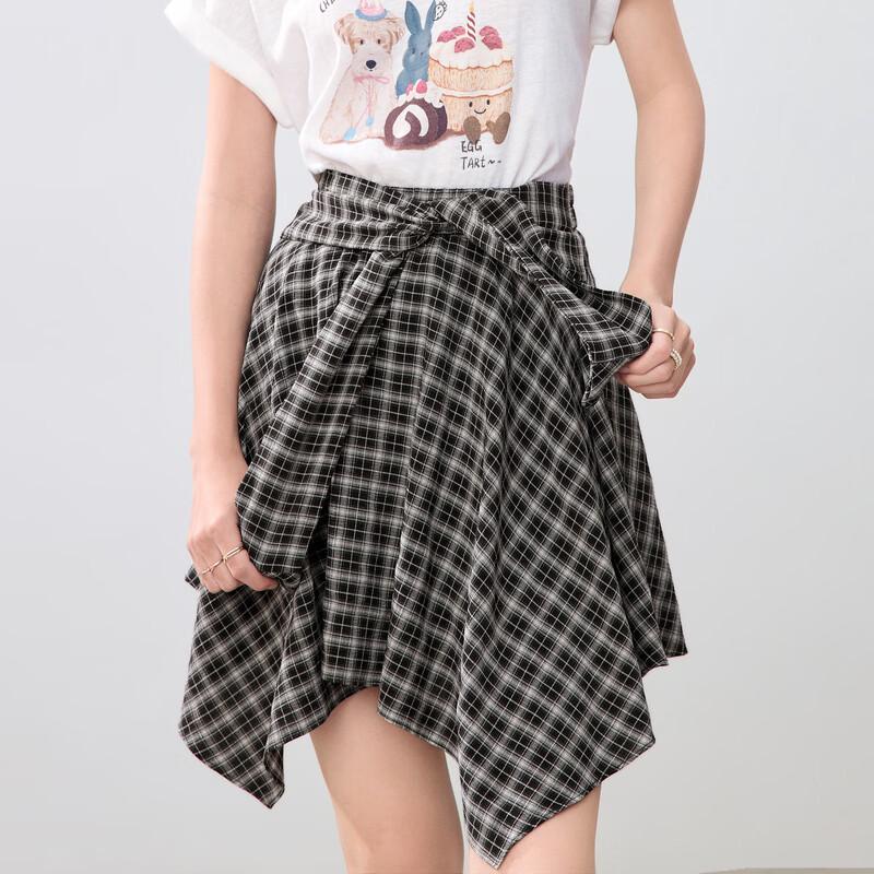 Betu Women's Plaid Irregular Hem Mini Skirt