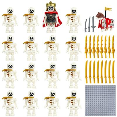 2025 Halloween mit 16 Stück Mittelalterlicher Ritter Skelett Legionär Soldat Minifiguren Sets Zubehör Bausteine Spielzeug