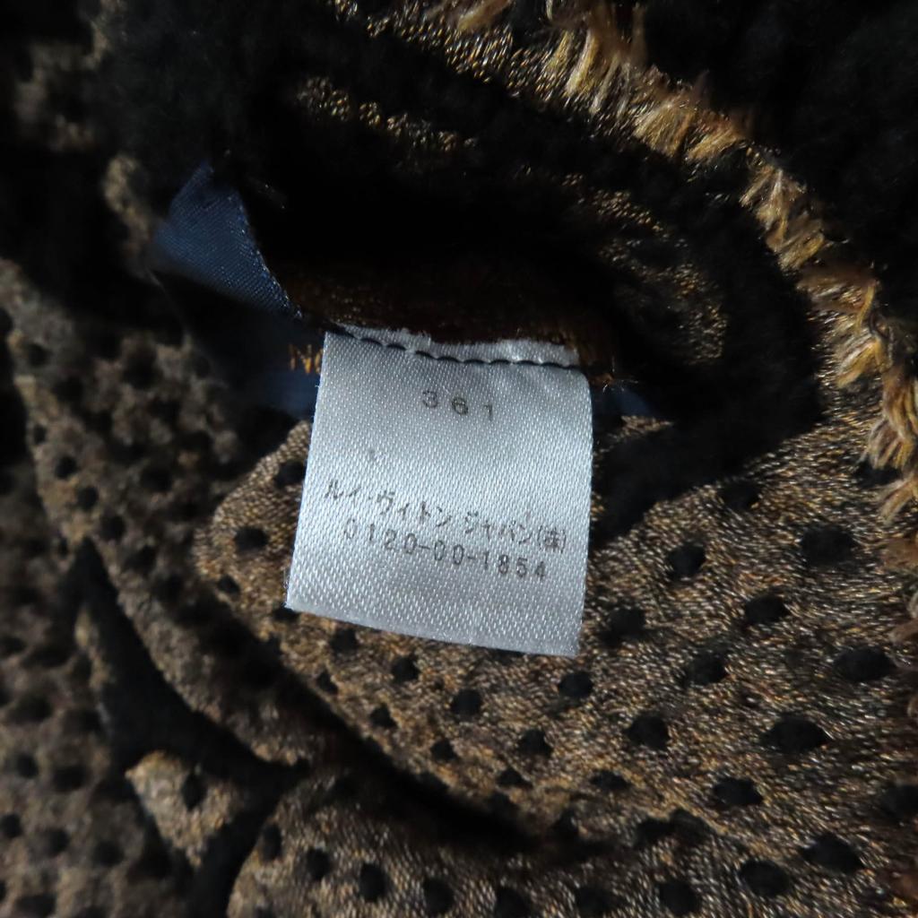 Great LOUIS VUITTON Scarf Escharpe Giant Monogram Jungle Black beige M75885 Used