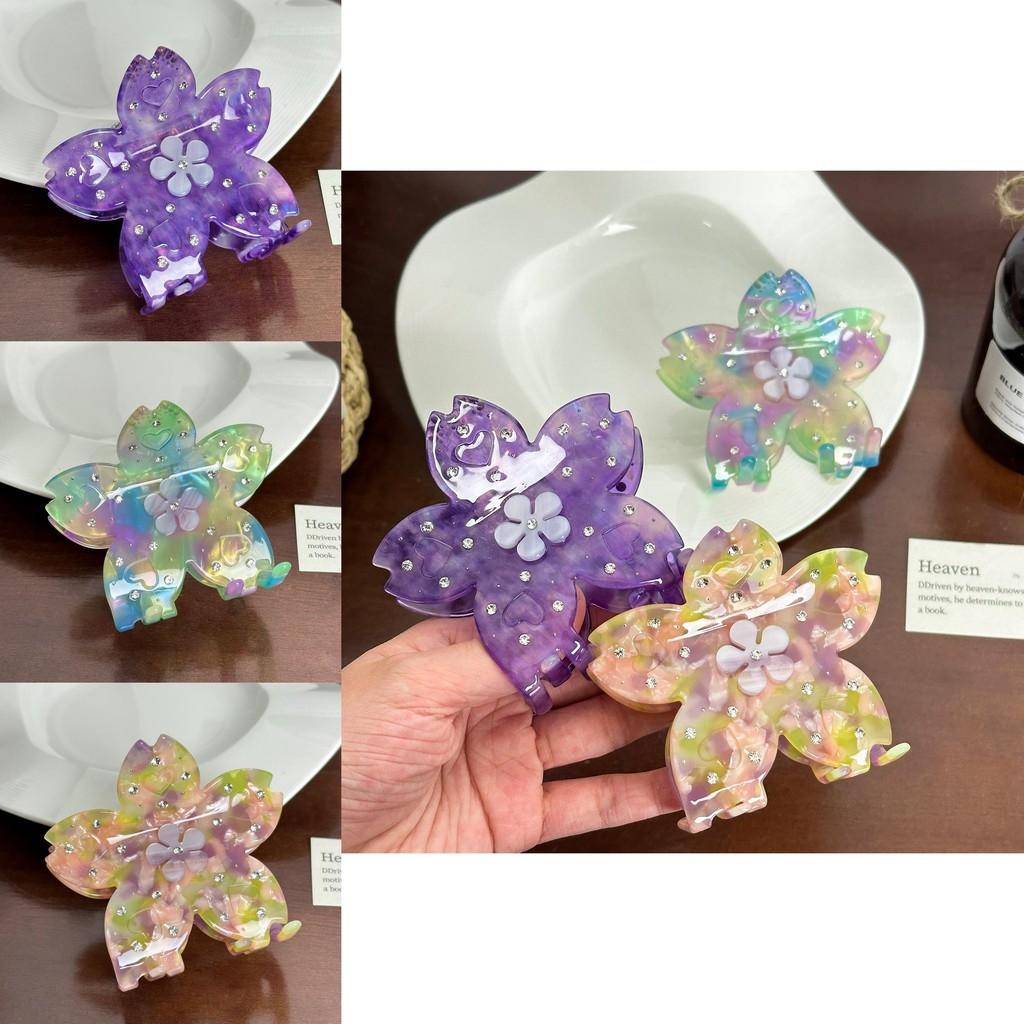Fashion-forward Multicolor Acetate Hair Claw Clip With Eye-catching Floral Patterns