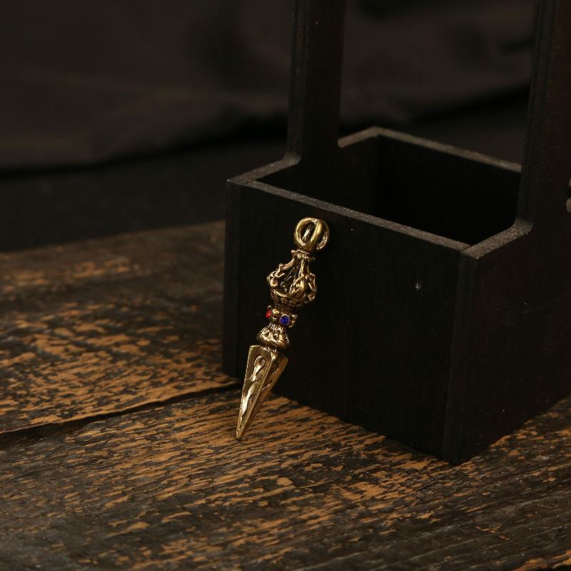 Tibetischer Buddhistischer Vajra Schlüsselanhänger Messing Diamantiert Vintage Amulett Anhänger Für Männer Handgefertigt Auto Schlüsselanhänger Mit Geflochtenem Seil Glücksbringer Geschenk