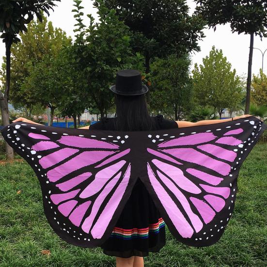 Asas de Borboleta de Tecido Macio Colorido Tippet Estola Cachecol Fantasia de Fada Feminina