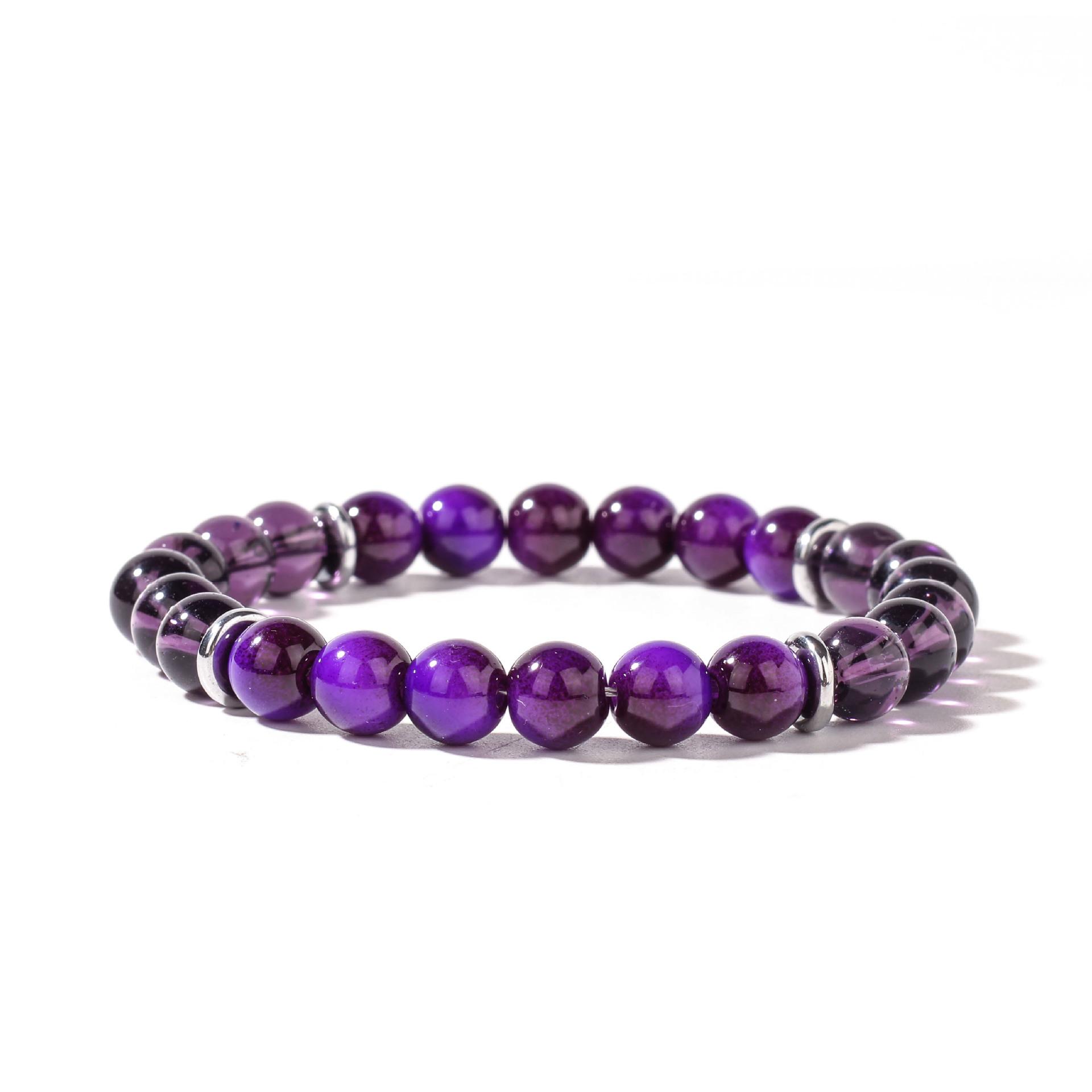 

Festive Gifts Purple Amethyst And Dark Purple Glass Beaded Bracelet Stylish Fashion Jewelry For Men And Women Daily Wear Simple Elegant Accessory