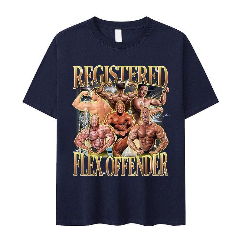 Lustiges Registrierter Flex-Straftäter Meme T-Shirt Unisex Retro Oversized Kurzarm T-Shirt Mode Hohe Qualität Baumwolle T-Shirts Streetwear