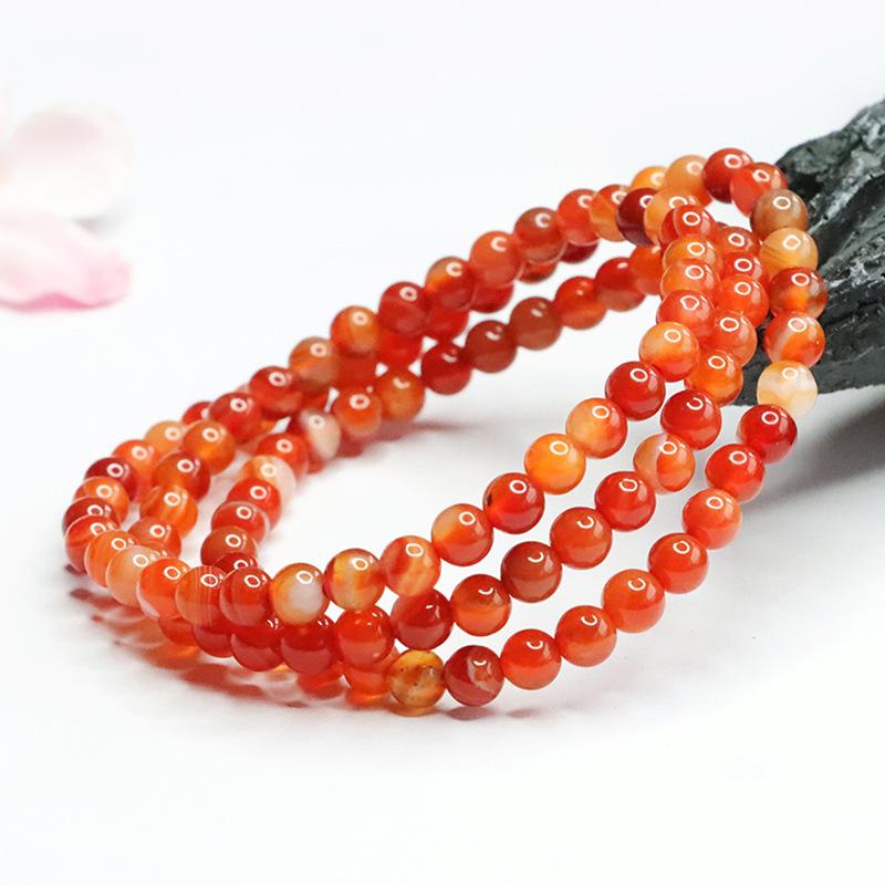 Juan Yu Red Banded Agate 108 Beads Necklace & Striped Chalcedony Multi-Turn Bracelet