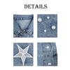 Damen Herbst Lässige Jeansjacke Rückseite Sternenprint Langarm Umlegekragen Knopf Perlen Jacke Streetwear Jeansjacke Damen