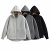 Autumn Women Gray Jacket With Hood Long Sleeve Big Pocket Zipper Jacket Coat Woman Loose Casual Outerwear Coat Tops