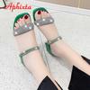 Aphixta 5cm Quadratabsatz Sandalen oder Pantoletten Damen Pantoletten Design Bling Luxus Kristalle Diamanten Hausschuhe Damenschuhe