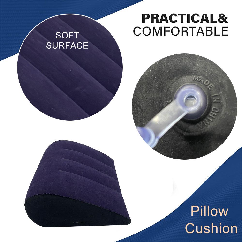 1Pc Inflatable Triangle Pillow Multi-Purpose Lumbar Leg Back Support Comfortable Flocking Surface Pillow Gift