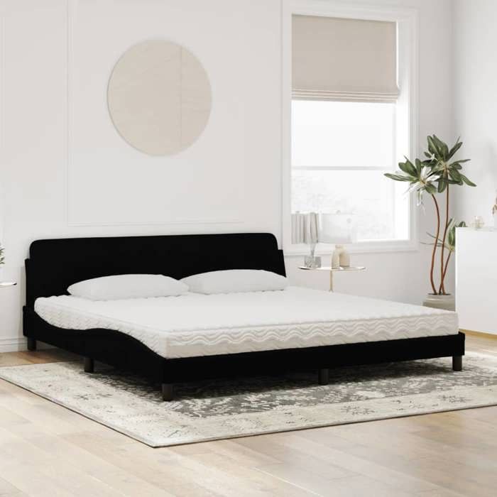 VidaXL Lit avec matelas noir 200x200 cm velours 3208473