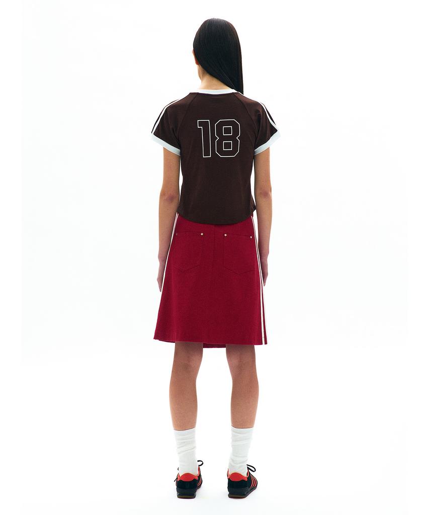 PARTIMENTO WOMEN College Striped Ringer Tee_Brown