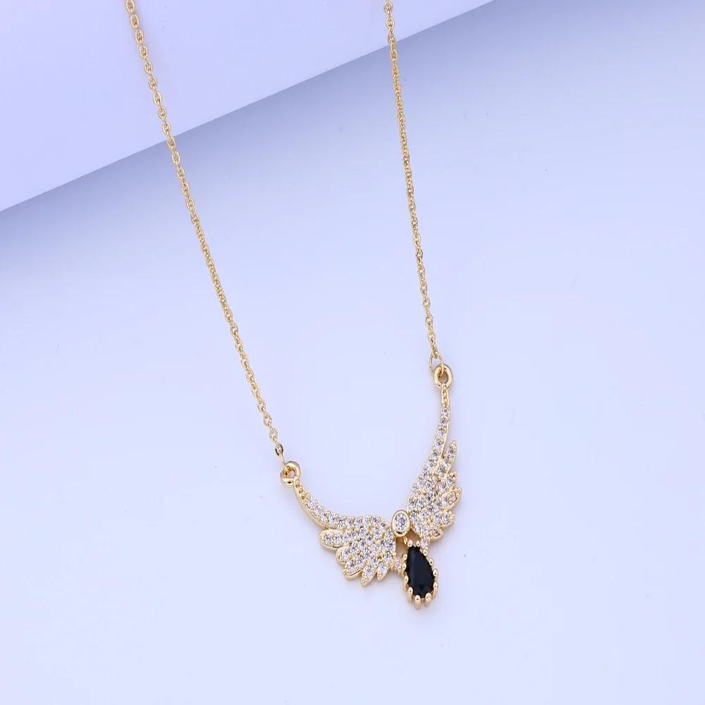 Necklace women, light luxury, niche moonstone, angel wings, wings, ins, wind Internet celebrity, the same clavicle chain necklac