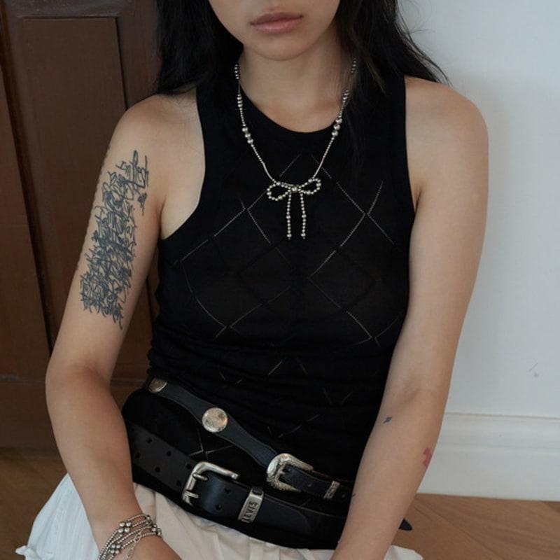 

Dazzling Club Silver Metalic Ribbon Necklace s