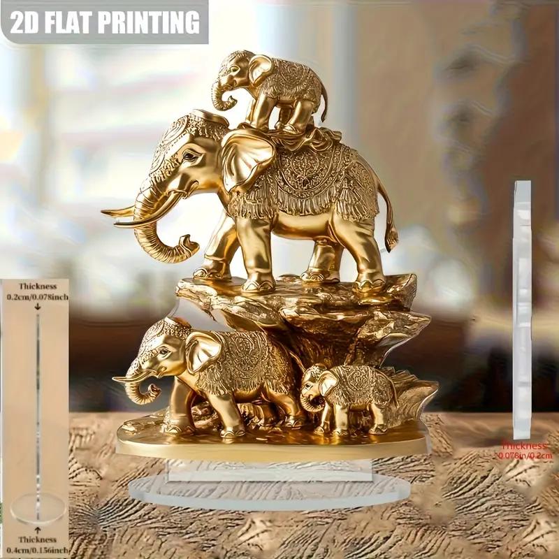 Elegant 2D Flat Elephant Statue Ornament Home Office Decor Desktop Accessory for Birthday Anniversary Friendship Gifts