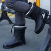 Mode Hohe Qualität Neue Regenstiefel für Herren Wasserdicht Kordelzug Regenschuhe Samtgefüttert Warm Rutschfest Flach Mode Botas Para Lluvia