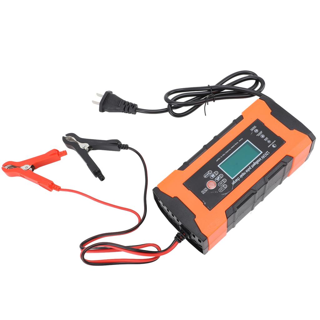 12V 24V Intelligent Pulse Repair Charger with LCD Display Car VRLA Battery Charger for Lawn Mower Motorcycle