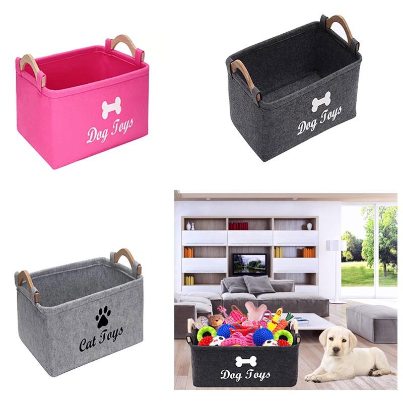 Aufbewahrungsbox aus Filz mit Holzgriff Großer quadratischer Aufbewahrungsbehälter für Haustierspielzeug