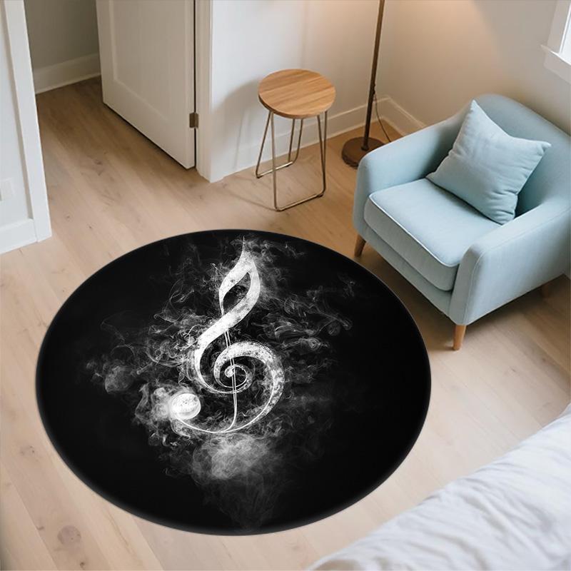 Musical Notes,Round Area Rug,Carpet Rug for Living Room Bedroom Sofa Playroom Decor,Non-slip Floor Mat
