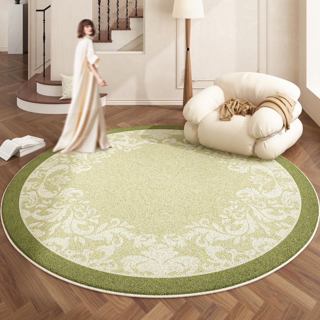Teppiche im europäischen Stil für Schlafzimmer Zuhause Flauschige weiche Bodenmatte Verdicken Plüsch Wohnzimmer Dekoration Runder Teppich Waschbarer Lounge-Teppich