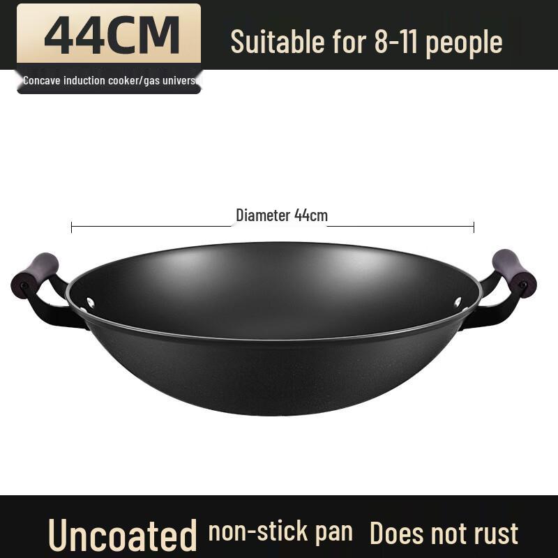 Traditional Two-Handle Round Bottom Iron Wok