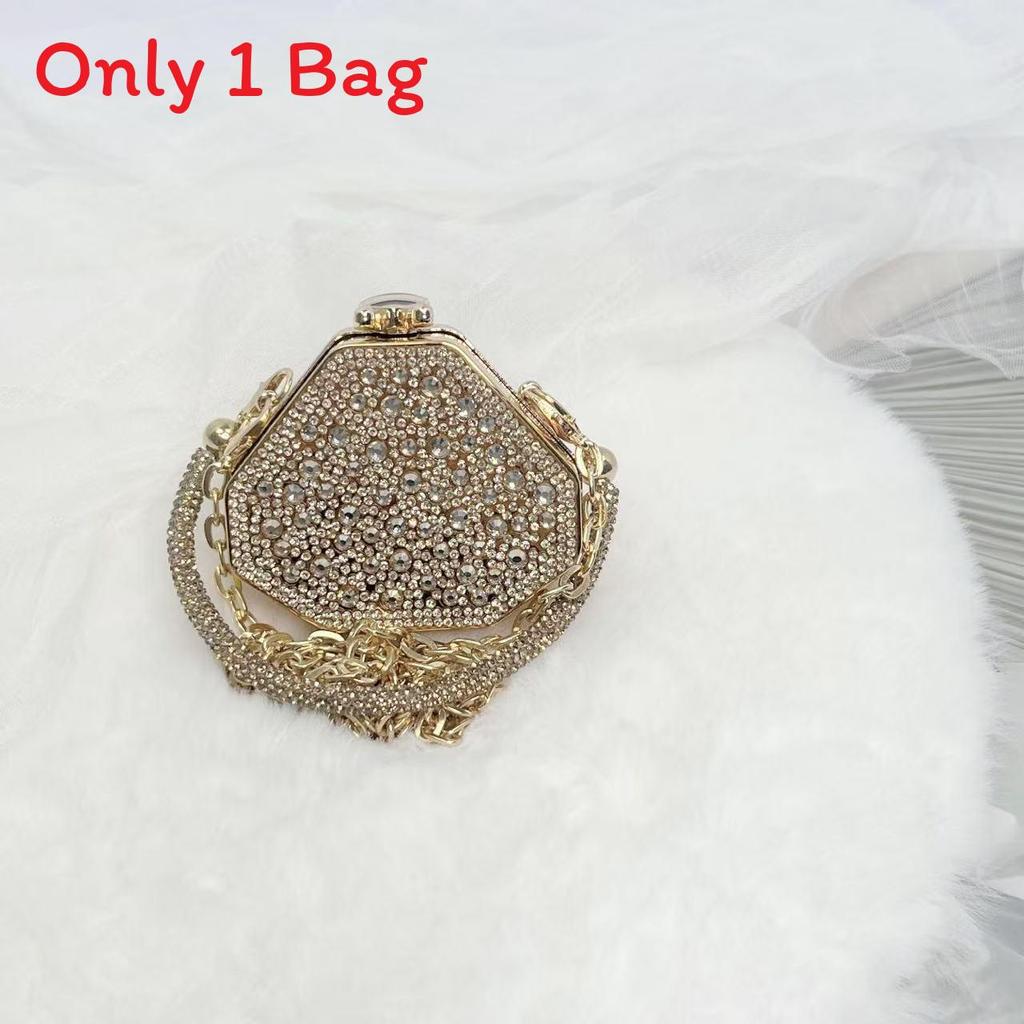 Acrylic Mini Clutch Bag With Rhinestones Chain And Box Shape For Evening Wear