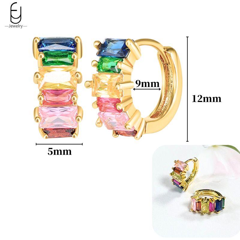 925 Silver Ear Buckles Fashion Hoop Earrings Colorful Crystal Pendants Gold Earring Premium Luxury Women's Jewelry Gift