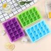 15-Grid Ice Cube Tray with Lid, Food-Grade Silicone, Includes 24-Grid Square Mold