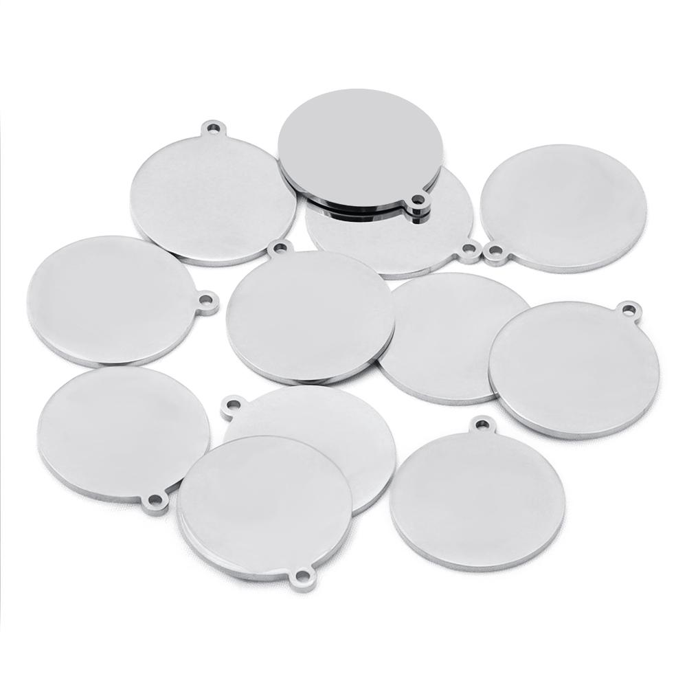 10pcs/lot Gold Plated Stainless Steel Blank Charms Round Disc Pendant Logo Stamping Tags For Jewelry Making DIY Necklace Supplie