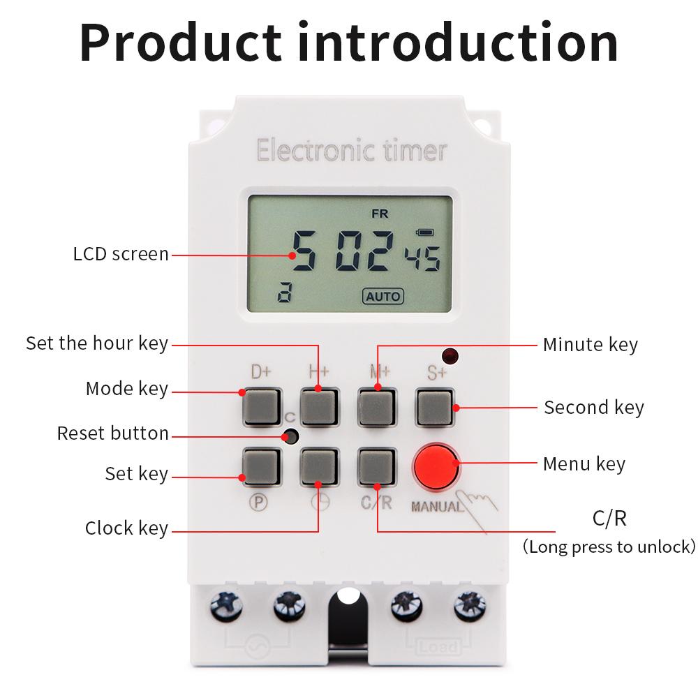 Automatic Electronic Timer Switch Relay 220V 25A Weekly 7 Days Minutes Second 168 Hours Time Control Programmable Timer