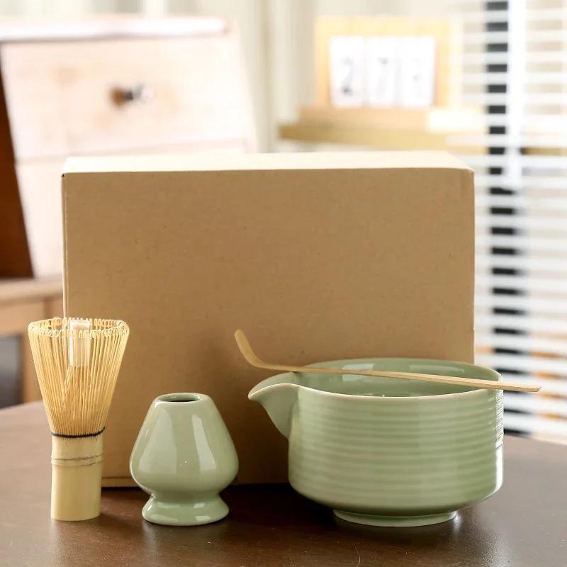 4ks Japonská sada na šlehání Matcha Tea Set Stojan na šlehání Čajový obřad Matcha Mlýnek na misky Kartáče na čajové náčiní Držák na přípravu čaje Příslušenství na přípravu čaje