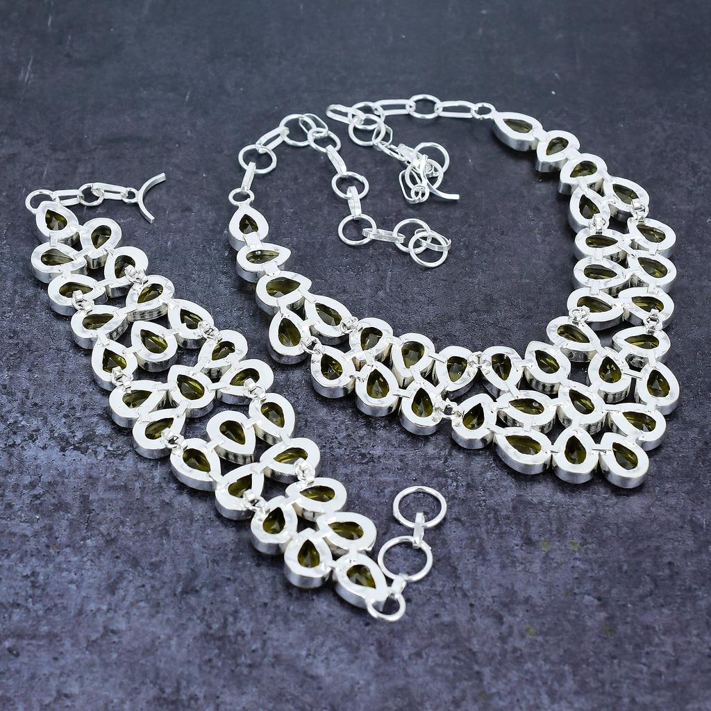 Natural Citrine Gemstone Handmade 925 Sterling Silver Jewelry Set I9z78