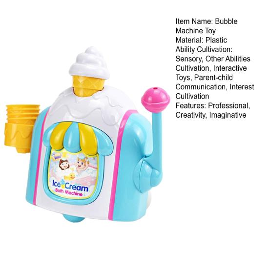 Ice Cream Bubble Bath Toy for Toddlers Bath Bubble Machine with Foam Maker Ice Cream Pretend Play Set Bathtub Toys for 3-8 Years Old Boys Girls