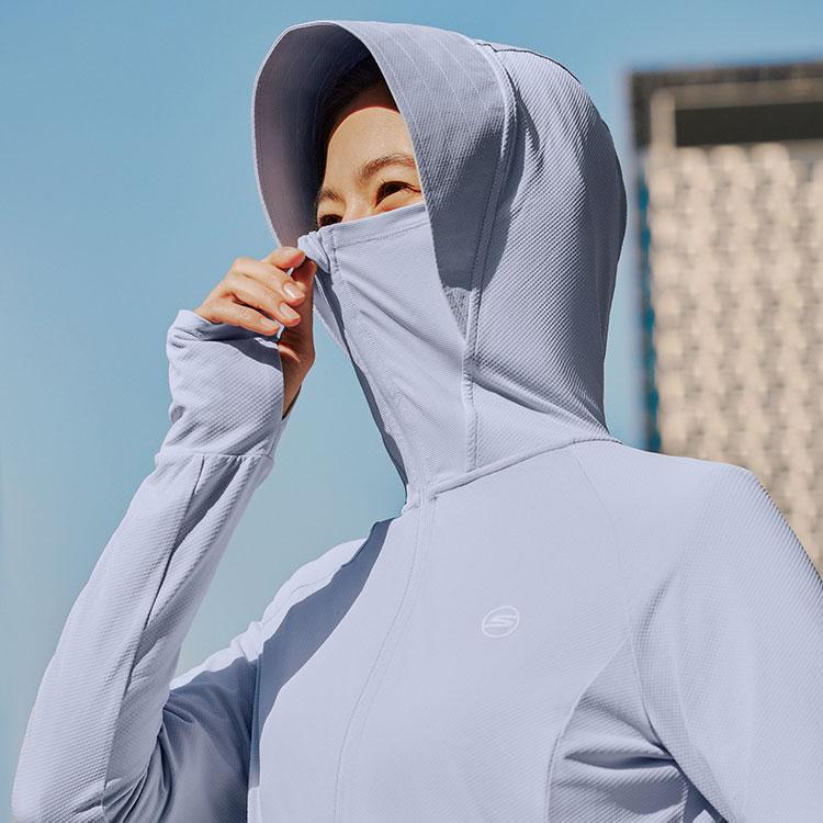 Skechers Cool Dry UV Protection Lightweight Slim Fit Hooded Sports Jacket Women Jacket Xenon-Blue P225W123-0356