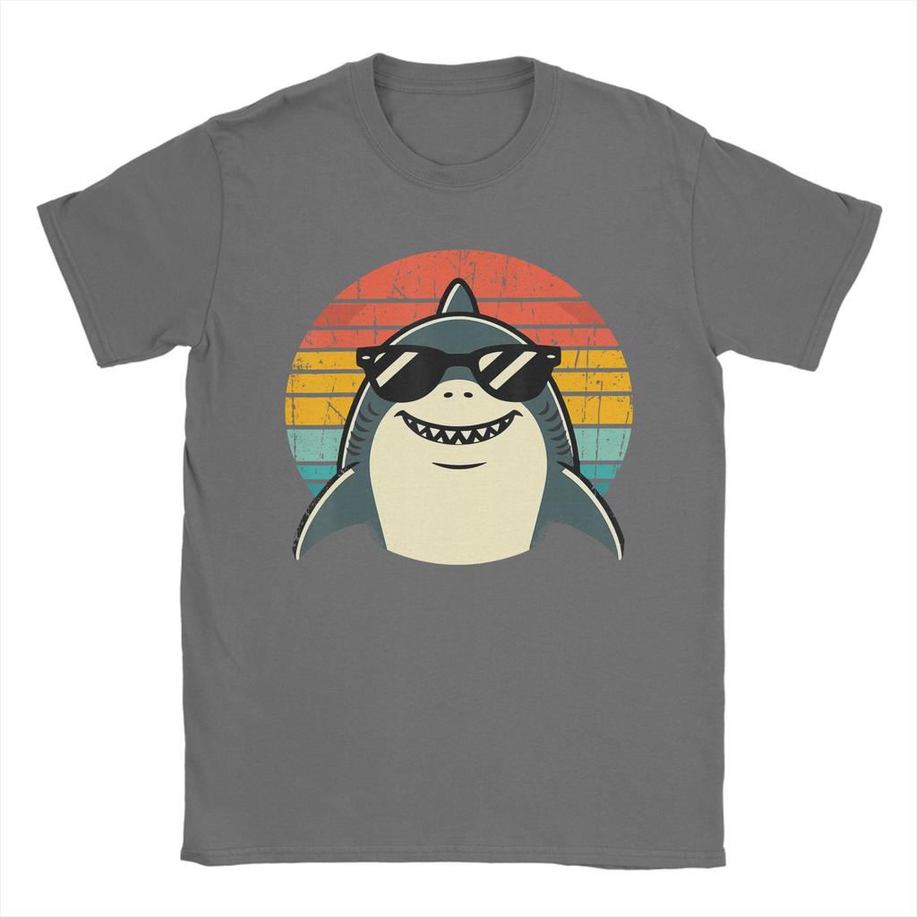 Shark with Sunglasses Animal Sharks Unisexs T Shirt Novelty Tee Shirt Short Sleeve Round Collar TShirts Cotton Printed Clothes