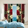 2 Stück Weihnachten Vintage Blume Polyester Material Fenster Vorhänge Stangentaschen Design für Wohnzimmer Schlafzimmer Küche und Büro