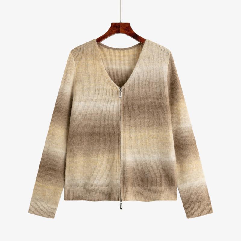 

Женский свободный вязаный кардиган с длинным рукавом и V-образным вырезом больших размеров XXXL кофейный